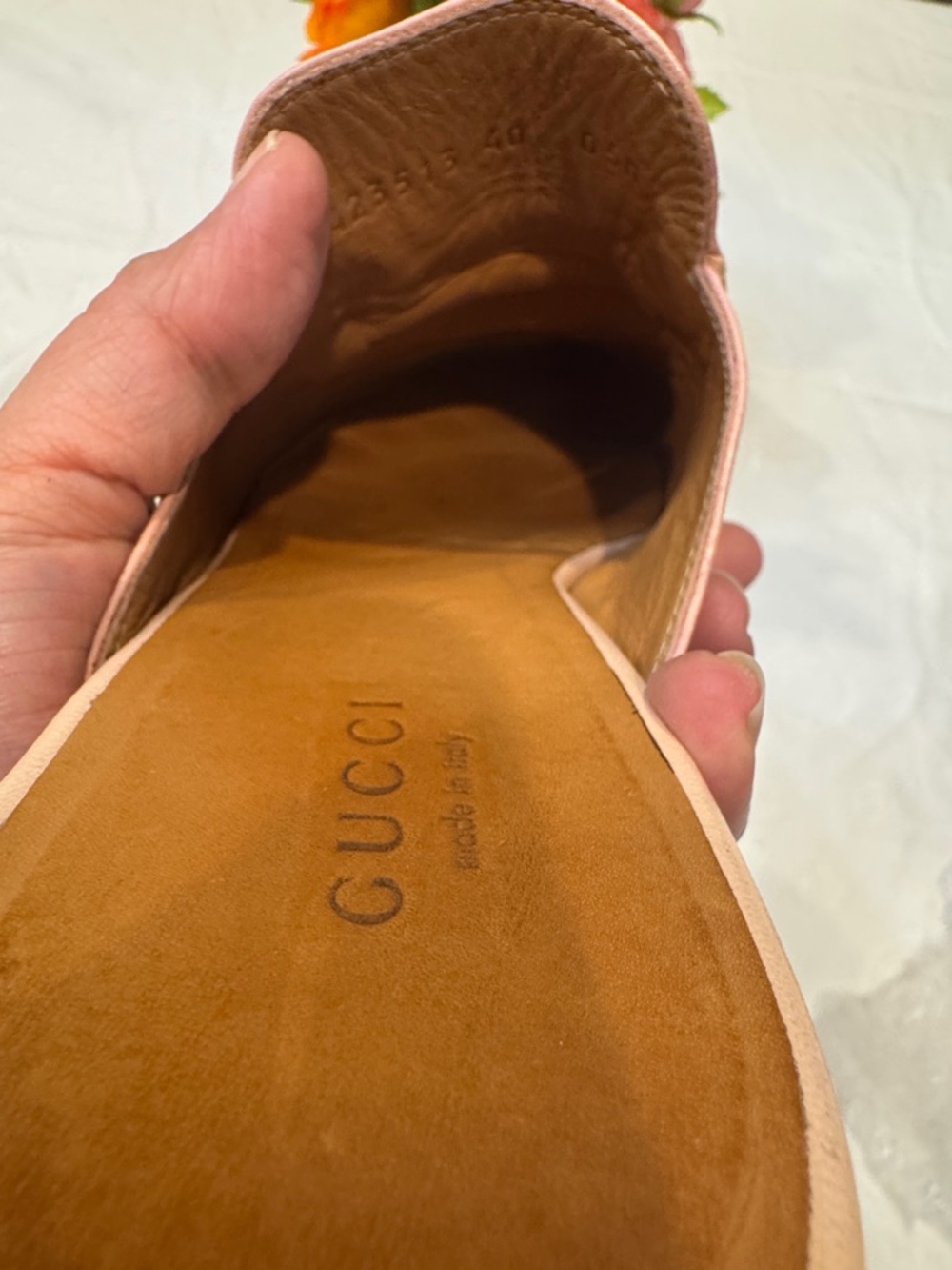 Gucci Blush Pink Leather Horsebit Backless Mules - Picture 11 of 13